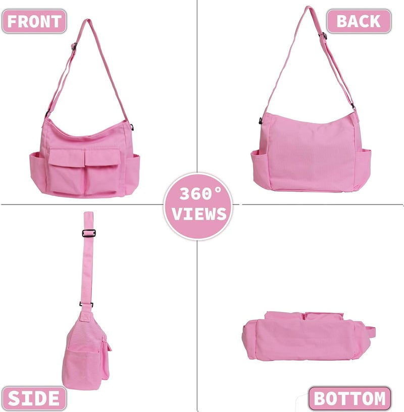 yaucher Store Canvas Messenger Bag Large Hobo Crossbody Bag with Multiple Pockets Casual Shoulder Tote Bag for Women and Men - Image 2